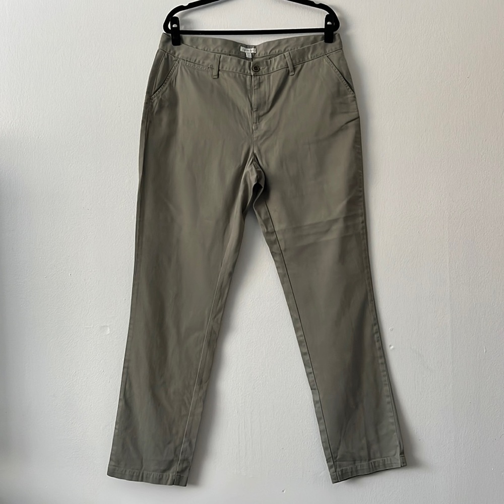 Garnet Hill Olive Oragnic Cotton Stretch Chinos size 14 NWOT